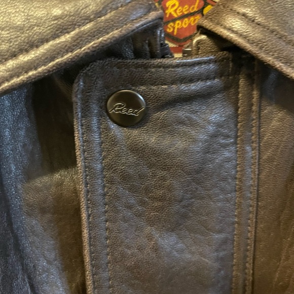 Reed Men’s Brown Leather Bomber Jacket Size Large - Picture 3 of 8